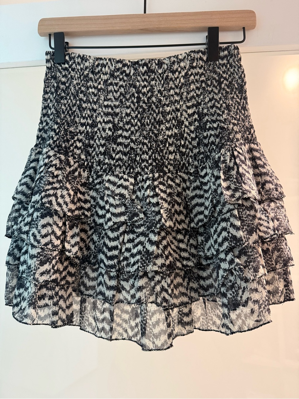 Isabel Marant Black & White Tiered Ruffle Mini Skirt